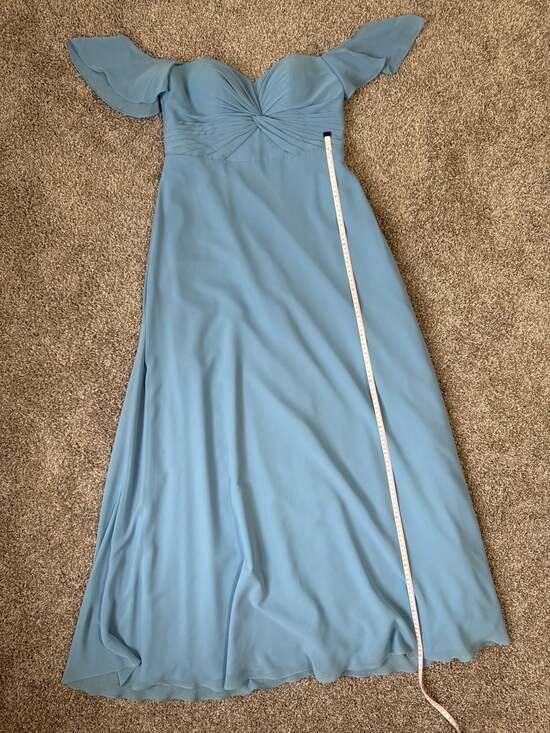 Azazie Dusty Blue Romantic Chiffon Bridesmaid Gown A10 Wedding Formal - Picture 4 of 8